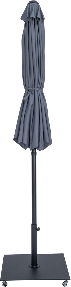 Meridian Furniture Fiji Outdoor Polyester Canopy Umbrella with Aluminum Pole and Wheeled Weighted Base 55016Grey-AB