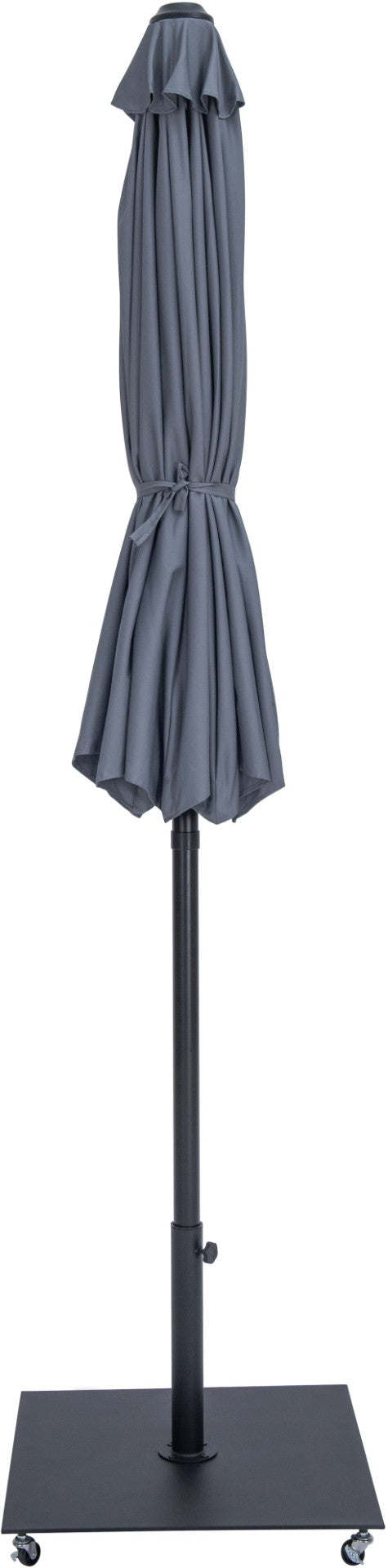 Meridian Furniture Fiji Outdoor Polyester Canopy Umbrella with Aluminum Pole and Wheeled Weighted Base 55016Grey-AB