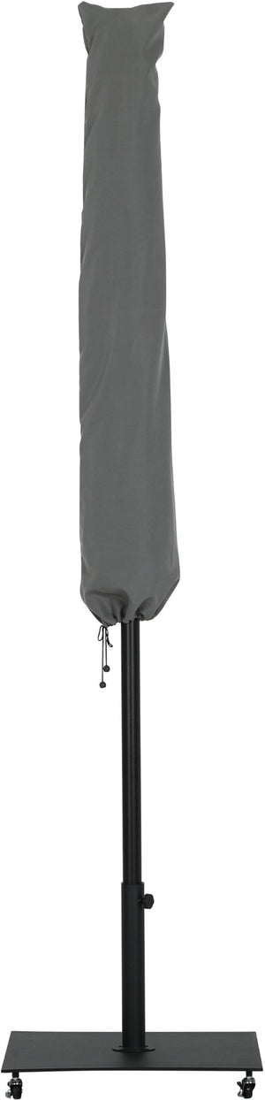 Meridian Furniture Fiji Outdoor Polyester Canopy Umbrella with Aluminum Pole and Wheeled Weighted Base 55016Grey-AB