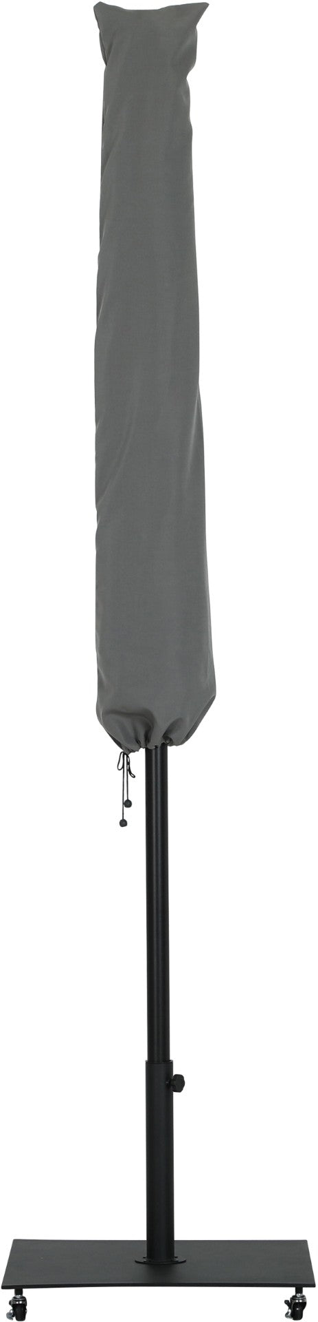 Meridian Furniture Fiji Outdoor Polyester Canopy Umbrella with Aluminum Pole and Wheeled Weighted Base 55016Grey-AB