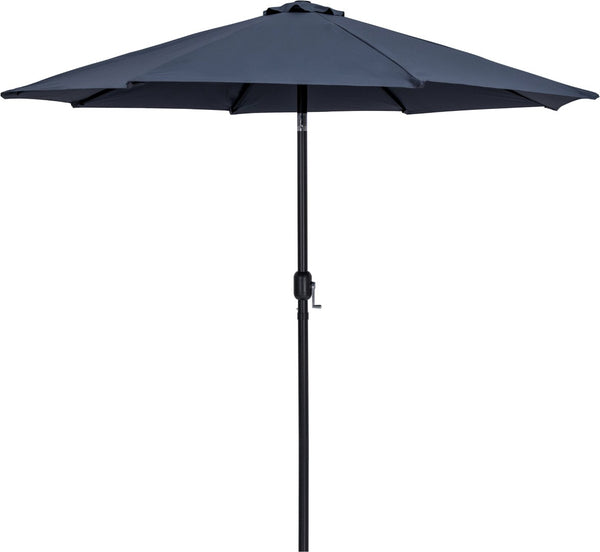 Meridian Furniture Fiji Outdoor Patio Umbrella with Teak Rolling Base Uv Resistant Grey Canopy 55016Grey-AT