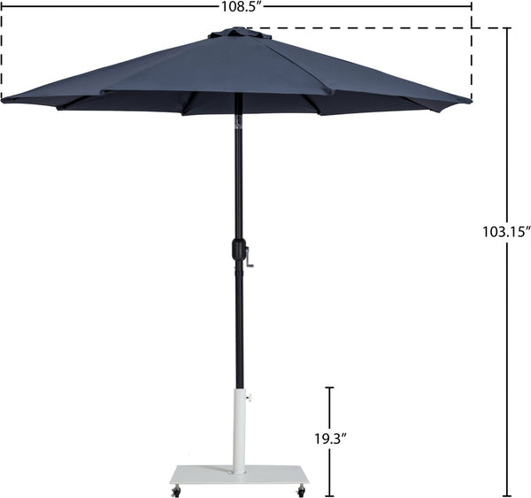 Meridian Furniture Fiji Outdoor Patio Umbrella with Caster Base Uv Resistant Polyester Canopy for Decks 55016Grey-AW