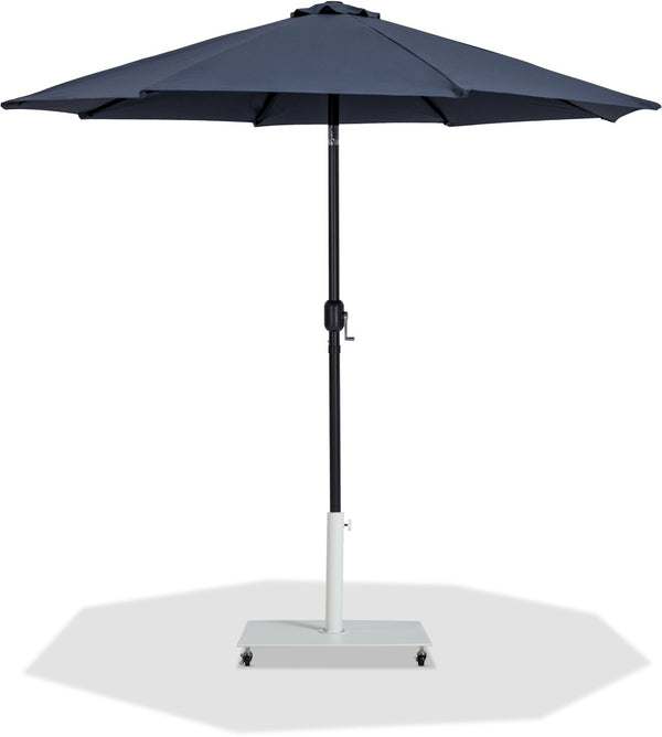 Meridian Furniture Fiji Outdoor Patio Umbrella with Caster Base Uv Resistant Polyester Canopy for Decks 55016Grey-AW