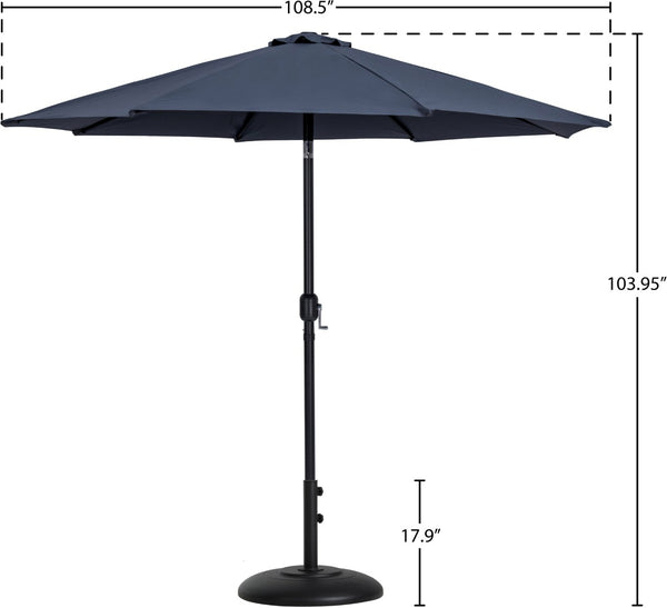 Meridian Furniture Fiji Outdoor Patio Umbrella with Base Aluminum Pole Water Resistant Shade Canopy 55016Grey-BB