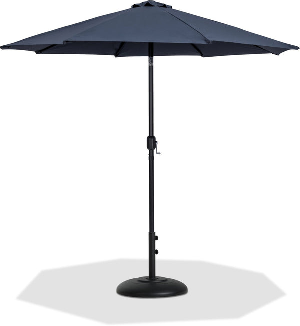 Meridian Furniture Fiji Outdoor Patio Umbrella with Base Aluminum Pole Water Resistant Shade Canopy 55016Grey-BB
