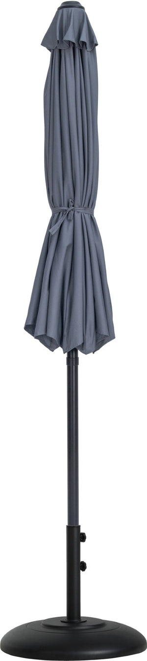 Meridian Furniture Fiji Outdoor Patio Umbrella with Base Aluminum Pole Water Resistant Shade Canopy 55016Grey-BB