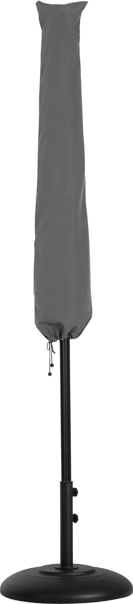 Meridian Furniture Fiji Outdoor Patio Umbrella with Base Aluminum Pole Water Resistant Shade Canopy 55016Grey-BB