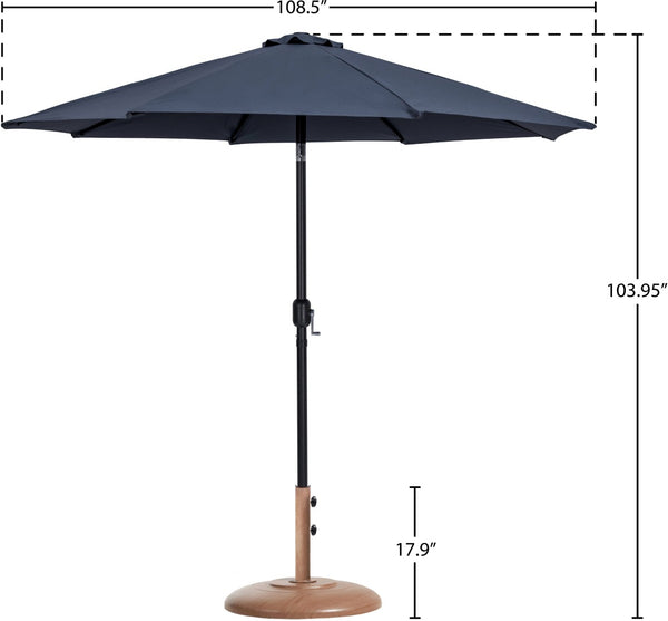 Meridian Furniture Fiji Outdoor Patio Umbrella with Teak Base Fade Resistant Polyester Canopy Set 55016Grey-BT