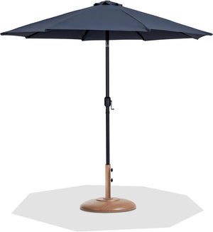 Meridian Furniture Fiji Outdoor Patio Umbrella with Teak Base Fade Resistant Polyester Canopy Set 55016Grey-BT