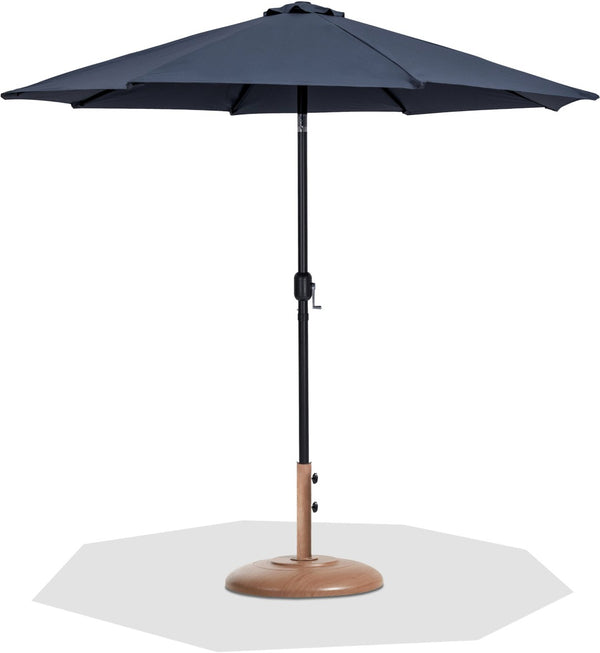 Meridian Furniture Fiji Outdoor Patio Umbrella with Teak Base Fade Resistant Polyester Canopy Set 55016Grey-BT