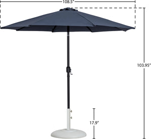 Meridian Furniture Fiji Outdoor Patio Umbrella with Base Uv Resistant Polyester Aluminum Freestanding 55016Grey-BW