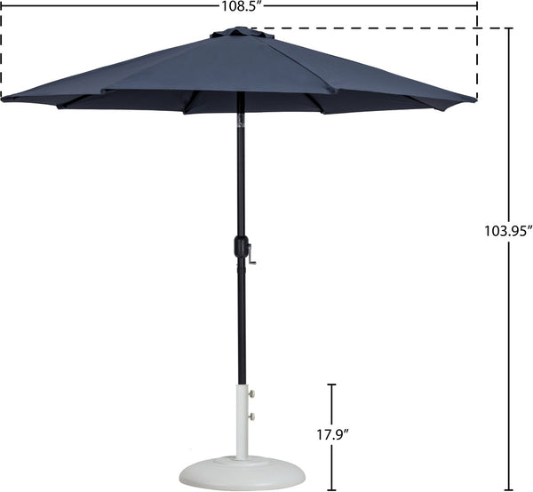 Meridian Furniture Fiji Outdoor Patio Umbrella with Base Uv Resistant Polyester Aluminum Freestanding 55016Grey-BW
