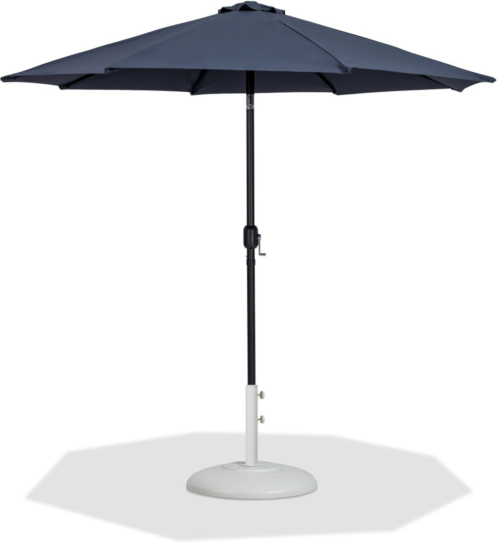 Meridian Furniture Fiji Outdoor Patio Umbrella with Base Uv Resistant Polyester Aluminum Freestanding 55016Grey-BW