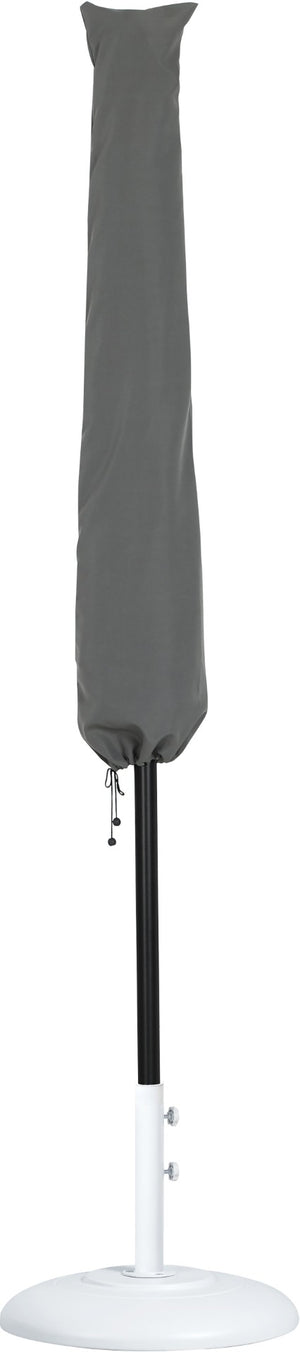 Meridian Furniture Fiji Outdoor Patio Umbrella with Base Uv Resistant Polyester Aluminum Freestanding 55016Grey-BW