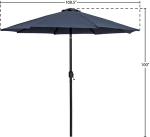Meridian Furniture Fiji Outdoor Patio Umbrella with Uv Resistant Polyester Canopy and Teak Aluminum Pole Shade Grey 55016 55016Grey-U