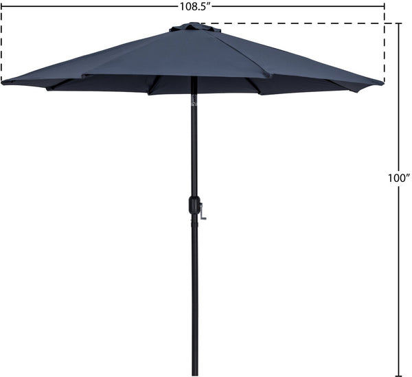 Meridian Furniture Fiji Outdoor Patio Umbrella with Uv Resistant Polyester Canopy and Teak Aluminum Pole Shade Grey 55016 55016Grey-U