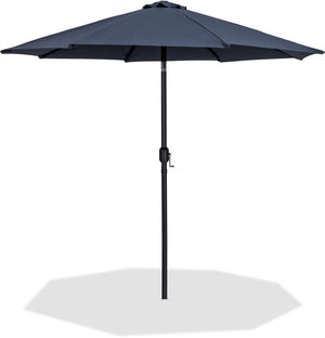 Meridian Furniture Fiji Outdoor Patio Umbrella with Uv Resistant Polyester Canopy and Teak Aluminum Pole Shade Grey 55016 55016Grey-U