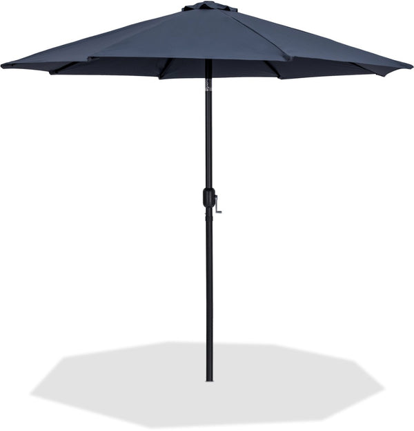 Meridian Furniture Fiji Outdoor Patio Umbrella with Uv Resistant Polyester Canopy and Teak Aluminum Pole Shade Grey 55016 55016Grey-U