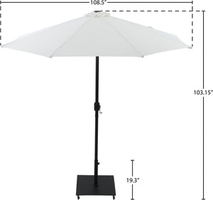 Meridian Furniture Fiji Freestanding Patio Umbrella with Rolling Base Uv Resistant Polyester Canopy 55016White-AB
