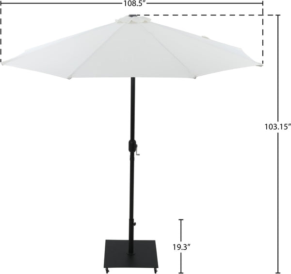 Meridian Furniture Fiji Freestanding Patio Umbrella with Rolling Base Uv Resistant Polyester Canopy 55016White-AB