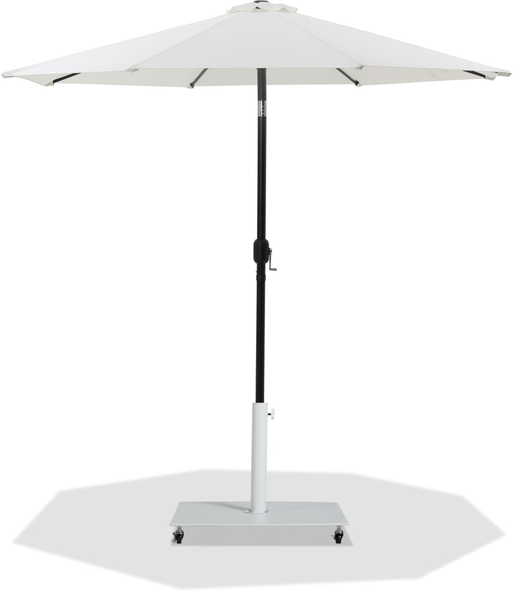 Meridian Furniture Fiji Outdoor Patio Umbrella with Rolling Base Fade Resistant White Polyester Canopy 55016White-AW