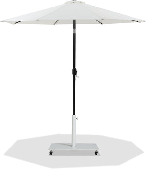 Meridian Furniture Fiji Outdoor Patio Umbrella with Rolling Base Fade Resistant White Polyester Canopy 55016White-AW