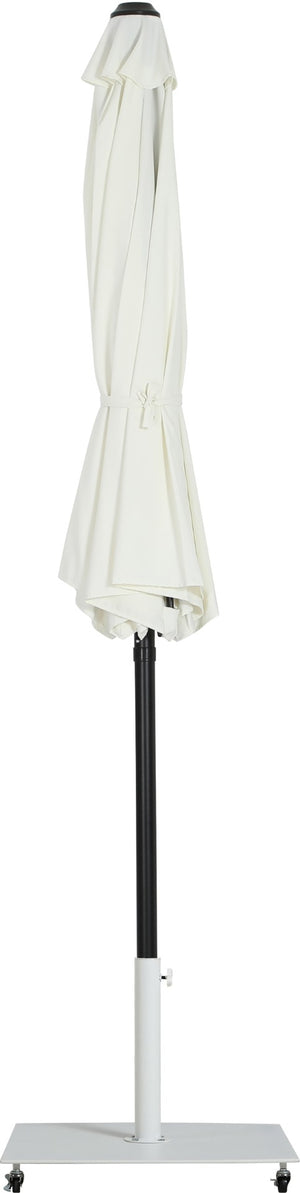 Meridian Furniture Fiji Outdoor Patio Umbrella with Rolling Base Fade Resistant White Polyester Canopy 55016White-AW