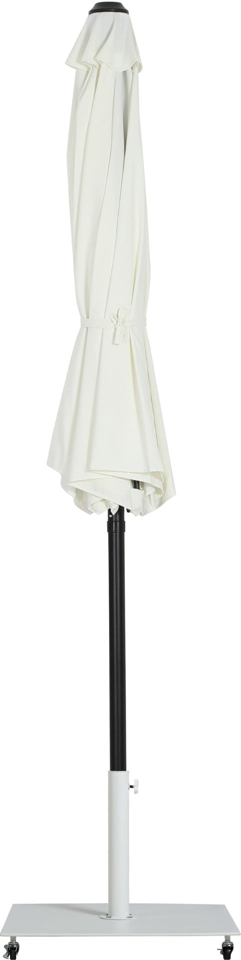 Meridian Furniture Fiji Outdoor Patio Umbrella with Rolling Base Fade Resistant White Polyester Canopy 55016White-AW