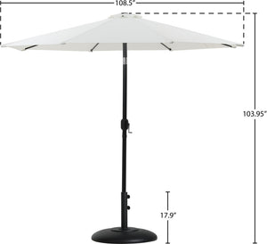 Meridian Furniture Fiji Resort Style Outdoor Umbrella with Uv Resistant Polyester Canopy and Aluminum Pole 55016White-BB