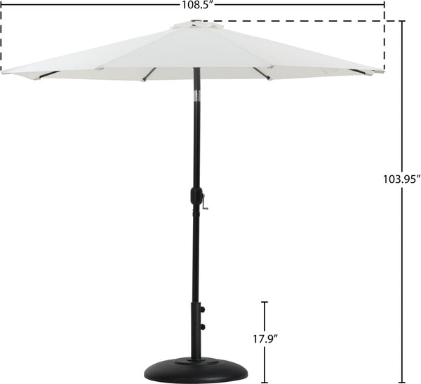 Meridian Furniture Fiji Resort Style Outdoor Umbrella with Uv Resistant Polyester Canopy and Aluminum Pole 55016White-BB