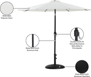 Meridian Furniture Fiji Resort Style Outdoor Umbrella with Uv Resistant Polyester Canopy and Aluminum Pole 55016White-BB