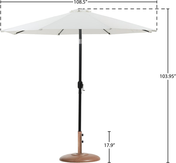 Meridian Furniture Fiji Outdoor Patio Umbrella with Teak Base Uv Resistant Polyester Aluminum Pole 55016White-BT