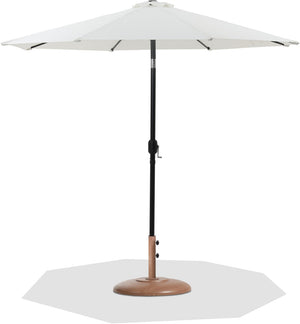 Meridian Furniture Fiji Outdoor Patio Umbrella with Teak Base Uv Resistant Polyester Aluminum Pole 55016White-BT