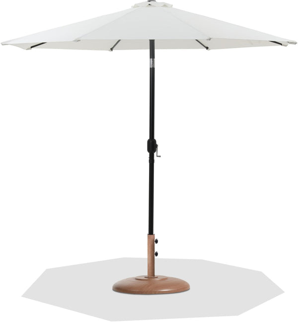 Meridian Furniture Fiji Outdoor Patio Umbrella with Teak Base Uv Resistant Polyester Aluminum Pole 55016White-BT