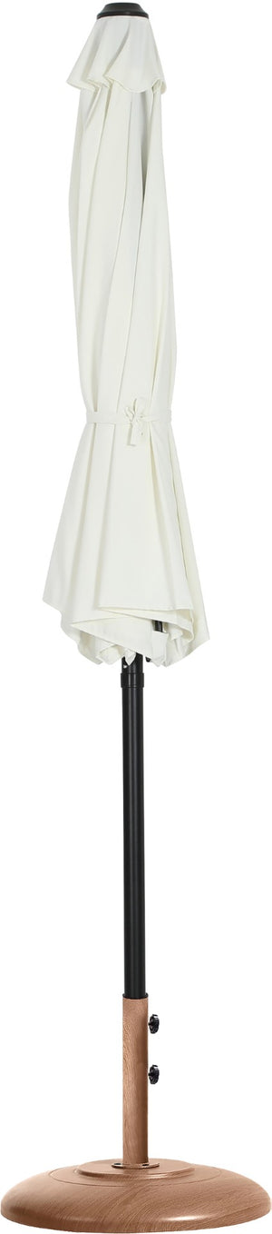 Meridian Furniture Fiji Outdoor Patio Umbrella with Teak Base Uv Resistant Polyester Aluminum Pole 55016White-BT
