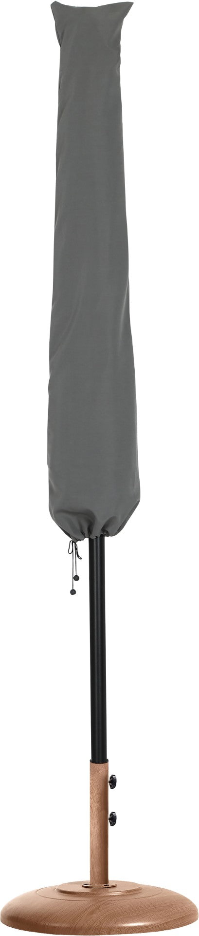 Meridian Furniture Fiji Outdoor Patio Umbrella with Teak Base Uv Resistant Polyester Aluminum Pole 55016White-BT