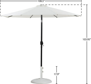 Meridian Furniture Fiji Resort Style Outdoor Umbrella with Aluminum Pole Water Resistant Canopy and Base 55016White-BW