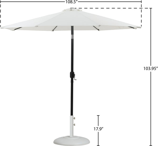 Meridian Furniture Fiji Resort Style Outdoor Umbrella with Aluminum Pole Water Resistant Canopy and Base 55016White-BW