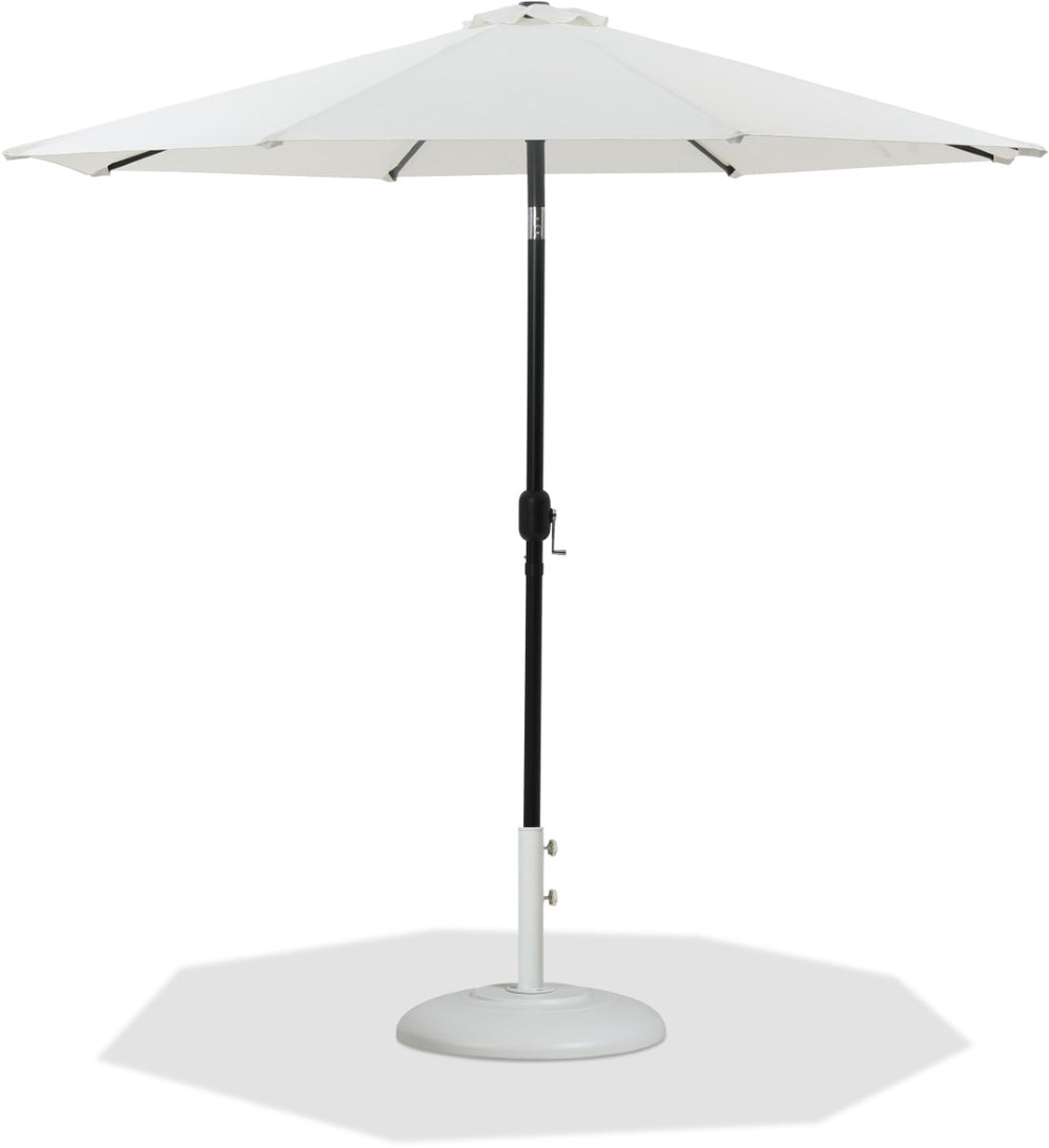 Meridian Furniture Fiji Resort Style Outdoor Umbrella with Aluminum Pole Water Resistant Canopy and Base 55016White-BW