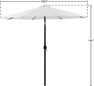 Meridian Furniture Fiji Outdoor Patio Umbrella with Uv Resistant Polyester Canopy and Teak Aluminum Pole Shade White 55016 55016White-U