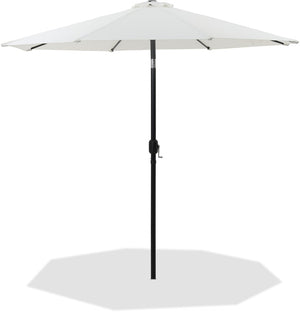 Meridian Furniture Fiji Outdoor Patio Umbrella with Uv Resistant Polyester Canopy and Teak Aluminum Pole Shade White 55016 55016White-U