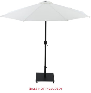 Meridian Furniture Fiji Outdoor Patio Umbrella with Uv Resistant Polyester Canopy and Teak Aluminum Pole Shade White 55016 55016White-U