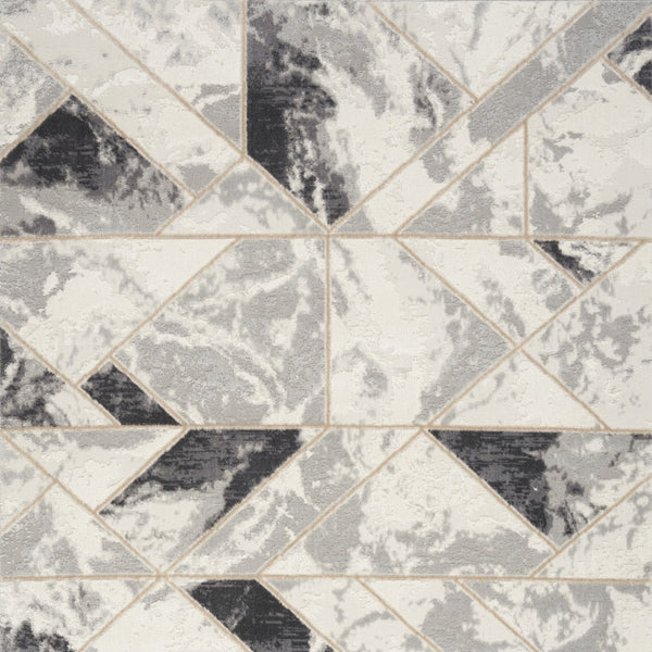 Homeroots 5' X 7' Ivory Black And Gray Abstract Non Skid Area Rug  Polypropylene,Polyester 550170