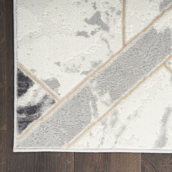 Homeroots 5' X 7' Ivory Black And Gray Abstract Non Skid Area Rug  Polypropylene,Polyester 550170