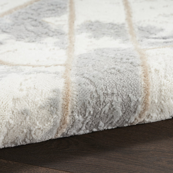 Homeroots 5' X 7' Ivory Black And Gray Abstract Non Skid Area Rug  Polypropylene,Polyester 550170