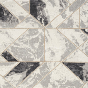 Homeroots 5' X 7' Ivory Black And Gray Abstract Non Skid Area Rug  Polypropylene,Polyester 550170