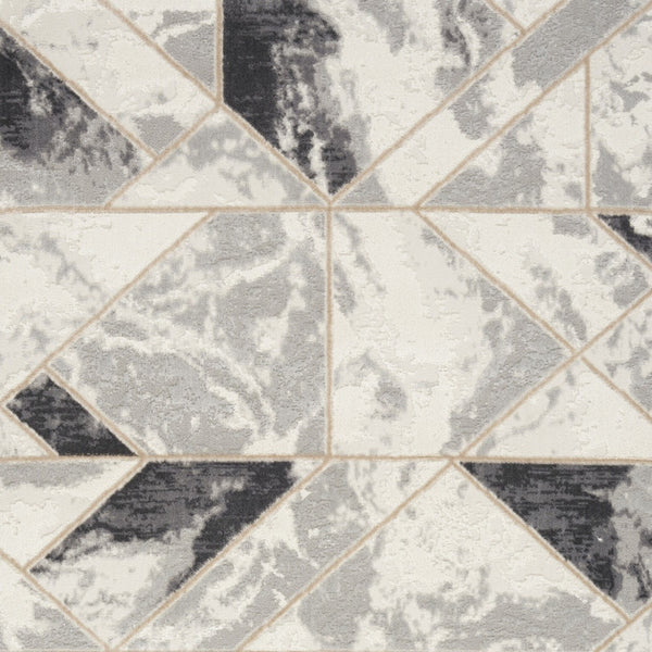 Homeroots 5' X 7' Ivory Black And Gray Abstract Non Skid Area Rug  Polypropylene,Polyester 550170