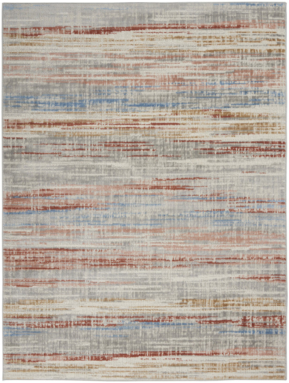 Homeroots 5' X 7' Ivory Blue And Brown Abstract Non Skid Area Rug  Polypropylene,Polyester 550173