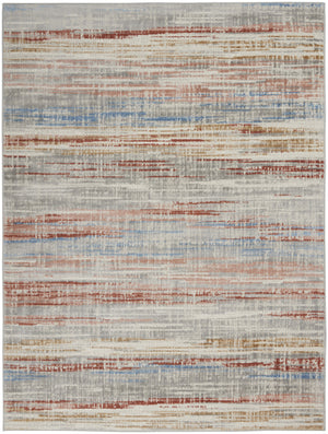 Homeroots 5' X 7' Ivory Blue And Brown Abstract Non Skid Area Rug  Polypropylene,Polyester 550173
