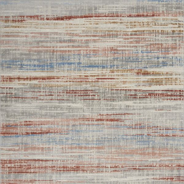 Homeroots 5' X 7' Ivory Blue And Brown Abstract Non Skid Area Rug  Polypropylene,Polyester 550173